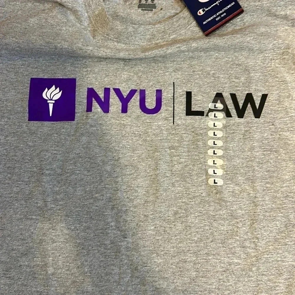 NWT NYU LAW Champion Gray short sleeve t-shirt Large size unisex adult